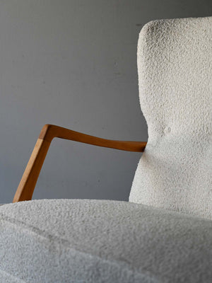 Divano scandinavo vintage con tessuto bouclé 9