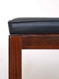 Pouf vintage in palissandro con seduta in ecopelle 3