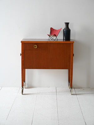 Carrello contenitore vintage scandinavo in mogano