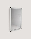 Specchio Scandinavo Vintage Anni '50 Laccato Bianco con Angoli in Ottone