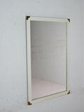 Specchio Scandinavo Vintage Anni '50 Laccato Bianco con Angoli in Ottone 1
