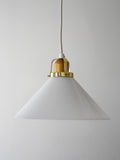 Lampada a sospensione scandinava anni ’50 in vetro e ottone 2