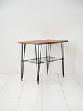 Comodino scandinavo vintage in legno e metallo 2
