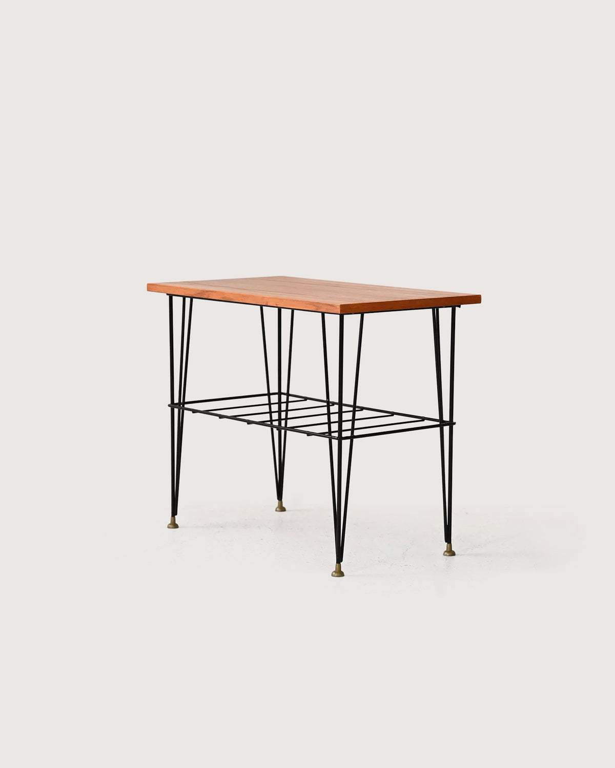Comodino scandinavo vintage in legno e metallo
