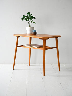 Tavolino scandinavo vintage in betulla con intarsio