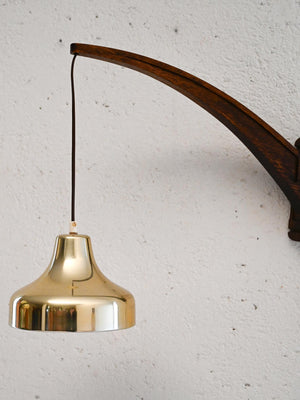Applique scandinava vintage con abat-jour pendente in ottone 2