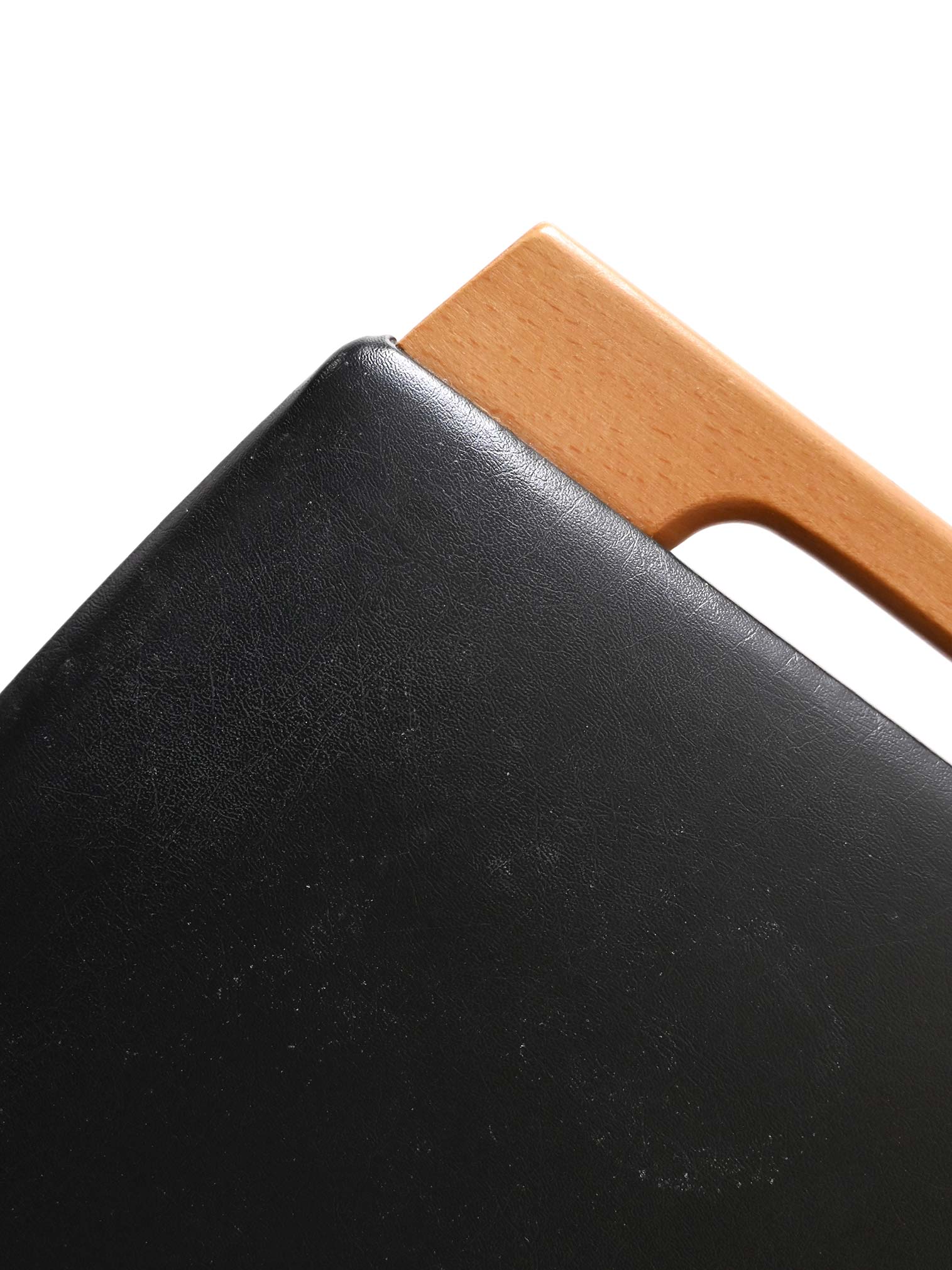 Sgabello vintage in legno e pelle 2
