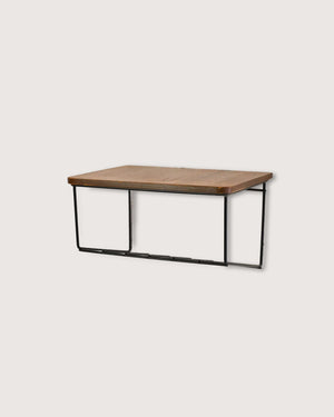 Comodino sospeso svedese in metallo e teak