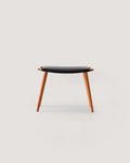 Sgabello vintage in legno e pelle