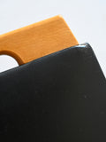 Sgabello vintage in legno e pelle 3