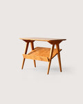 Tavolino scandinavo vintage con espositore in betulla
