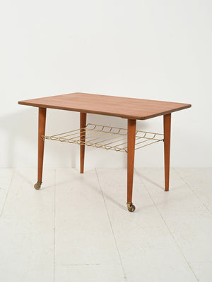Coffee table scandinavo con mensola in ottone 1
