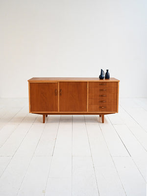 Sideboard scandinavo teak con piano estraibile anni ’60