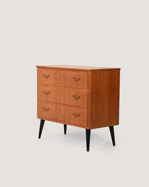 Cassettiera scandinava in teak con gambe nere