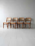 Set di 4 sedie scandinave anni 60 in teak con tappezzeria beige