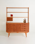 Libreria scandinava con con cabinet, anni '60