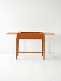 Coffee table scandinavo vintage in olmo con vano contenitore 3