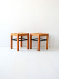 Coppia di sgabelli scandinavi vintage con seduta intrecciata 1