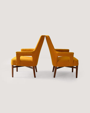 Coppia di poltroncine scandinave vintage anni '50 gialle