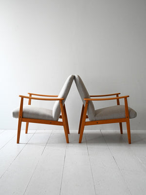 Coppia poltrone scandinave mid-century in rovere