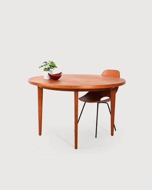 Tavolo rotondo allungabile svedese in teak anni ’60