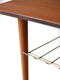 Coffee table scandinavo vintage in teak con mensola in ottone 4