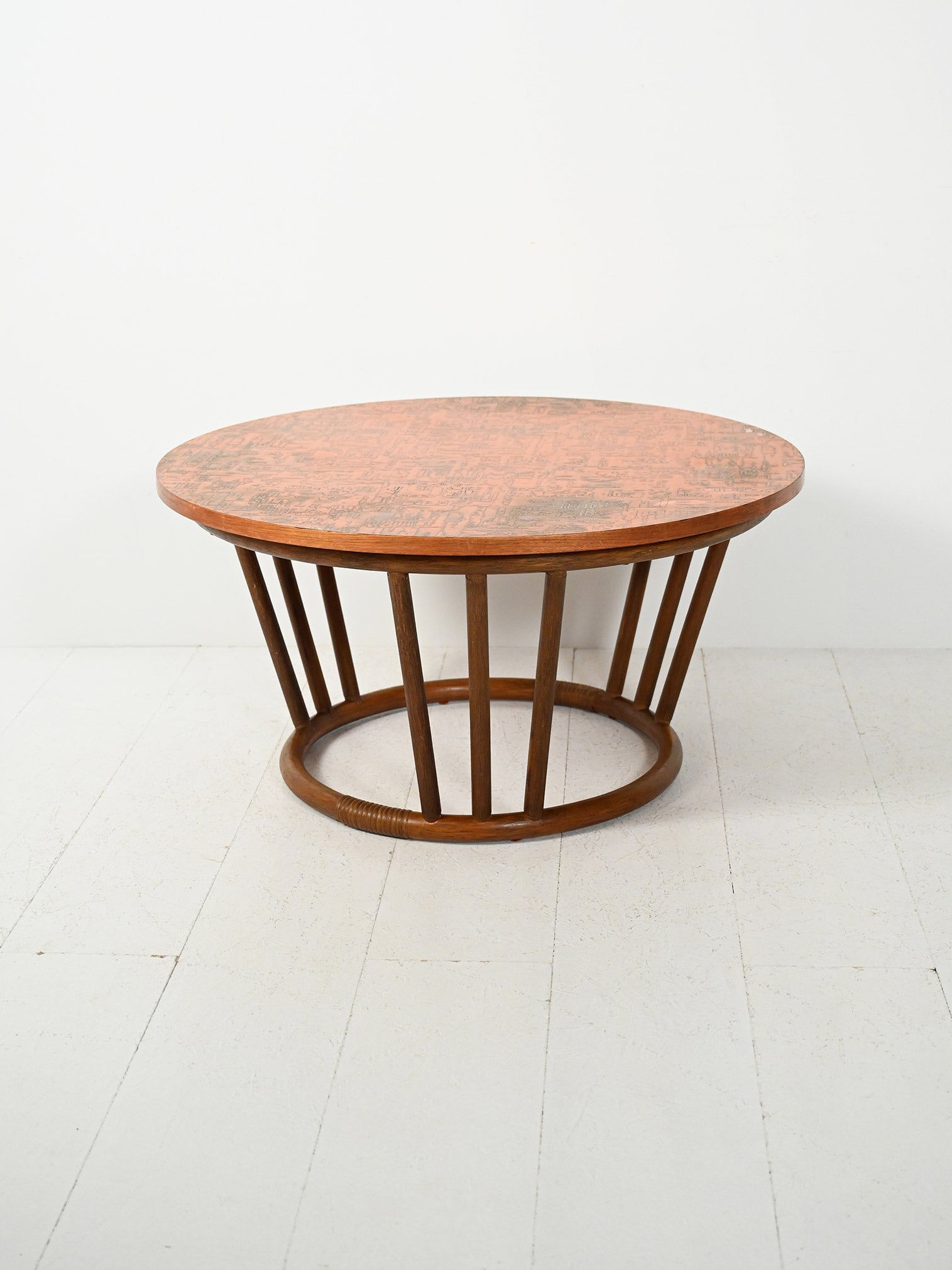 Coffee table rotondo in bambù e rame 2