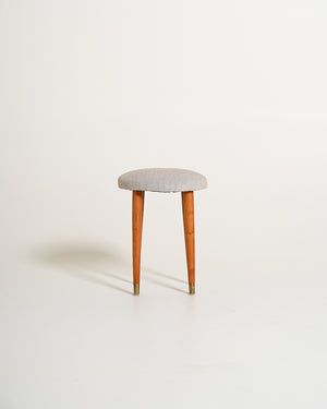Sgabello imbottito in teak, anni '50