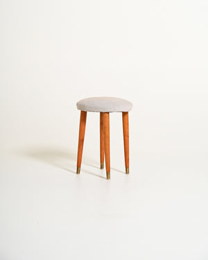Sgabello imbottito in teak, anni '50