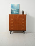 Cassettiera scandinava vintage con doppio cassetto superiore