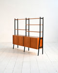 Libreria doppia scandinava in teak con montanti neri, anni ’60 3