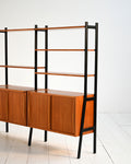 Libreria doppia scandinava in teak con montanti neri, anni ’60 5