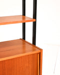 Libreria doppia scandinava in teak con montanti neri, anni ’60 14