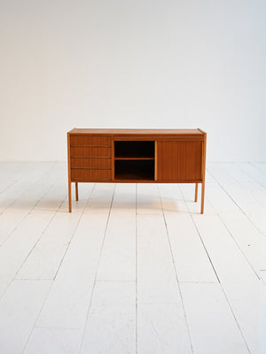 Sideboard scandinavo con scrittoio a scomparsa in teak, anni ’60 3