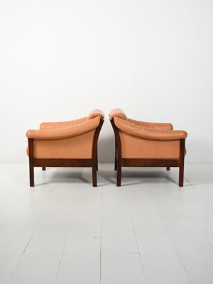 Coppia di poltrone scandinave anni Cinquanta in pelle
