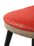 Sgabello scandinavo con velluto rosso e ottone, anni 50 7