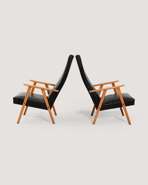 Coppia di poltrone scandinave anni 50-60 con schienale alto