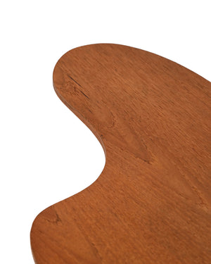 Tavolino con top dalla forma organica in teak e ottone, anni ’50-’60 8