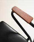 Set di 4 sedie in pelle e metallo, con inserti in legno, anni '50