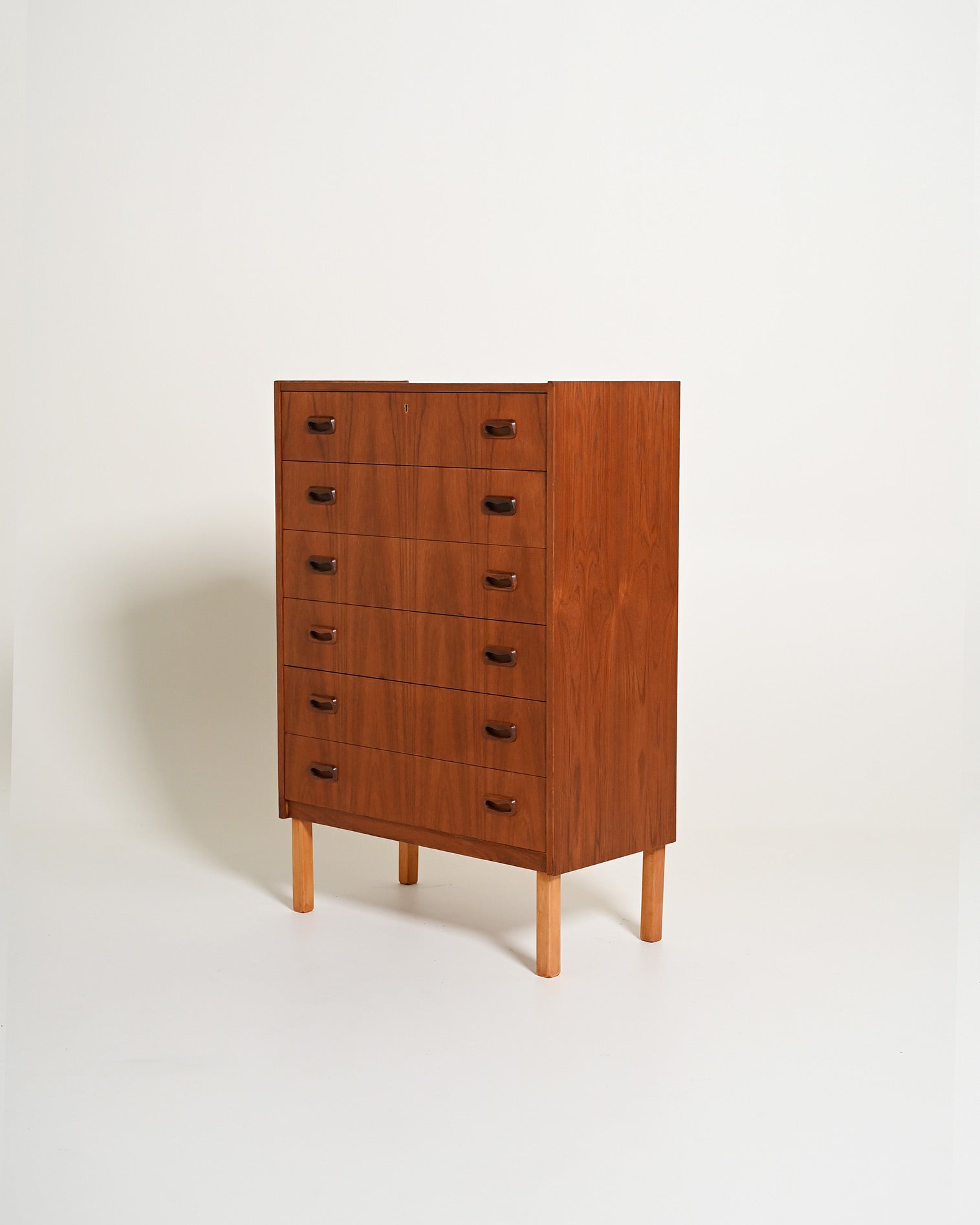 Cassettiera scandinava in teak e rovere, anni '60