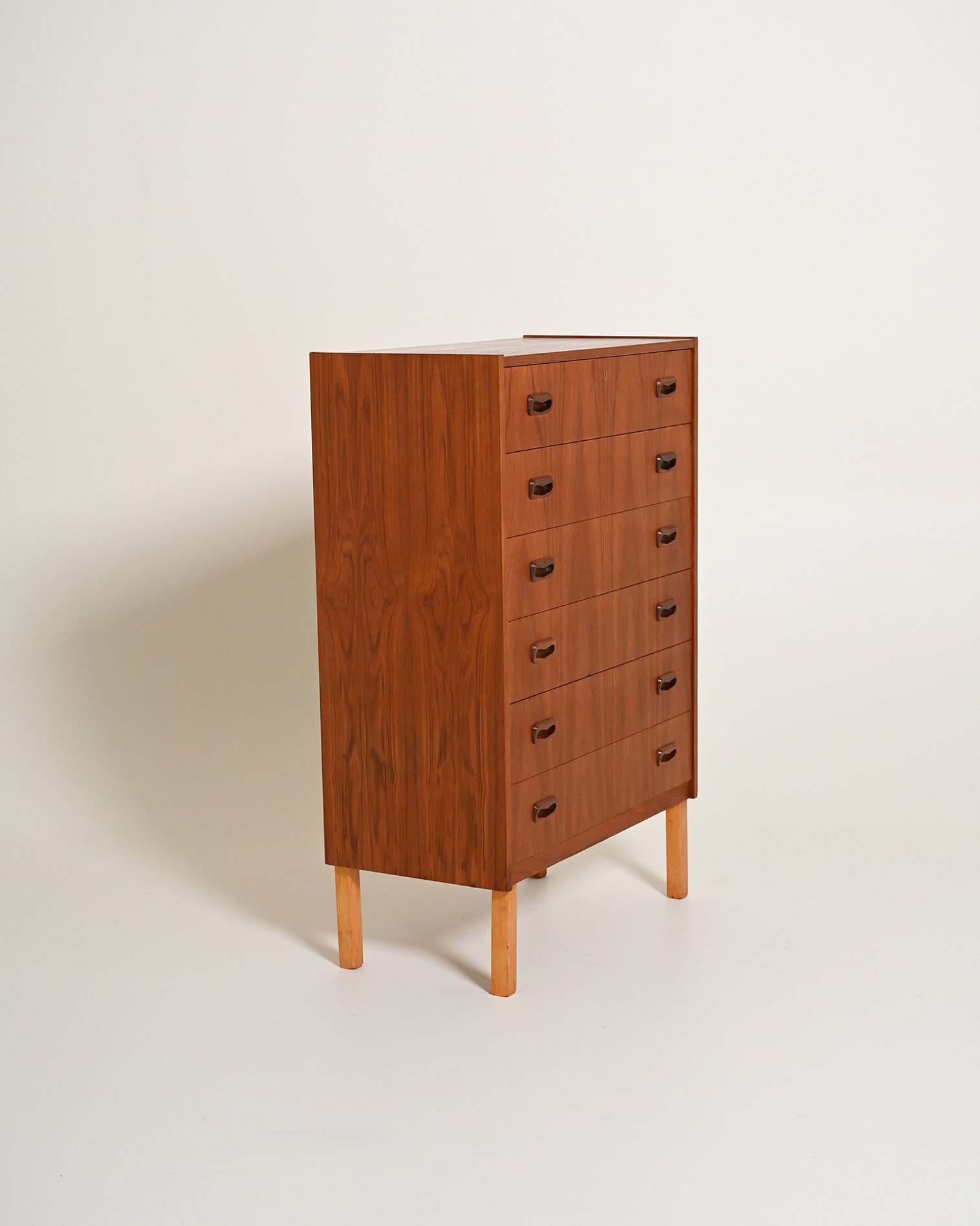 Cassettiera scandinava in teak e rovere, anni '60