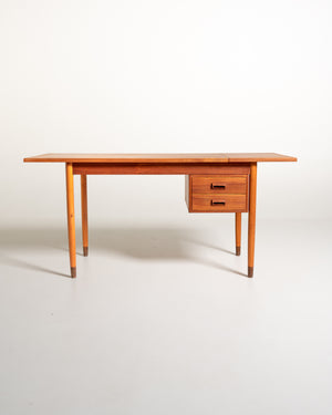Scrivania scandinava in teak con allunga a ribalta, anni ’50/’60