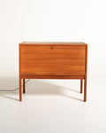 Mobile bar in teak con anta a ribalta, Scandinavia, anni ’60